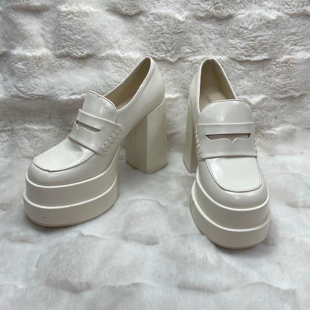 🔥Forever 21 Chunky White Platforms Emo Lolita Preppy Academia Y2K Size 5.5